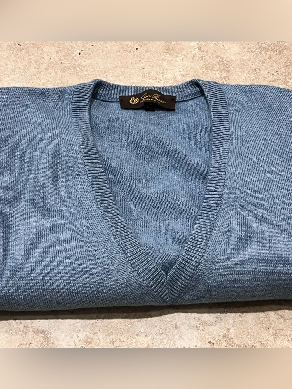 Loro Piana Silk Cashmere V-neck Sweater Sky Baby Blue IT 50 M/L EUC $1700 WOW
